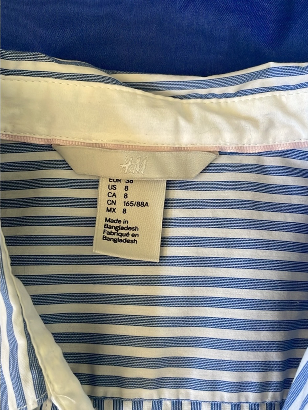 H&M Blue and White Striped Button-Up Shirt